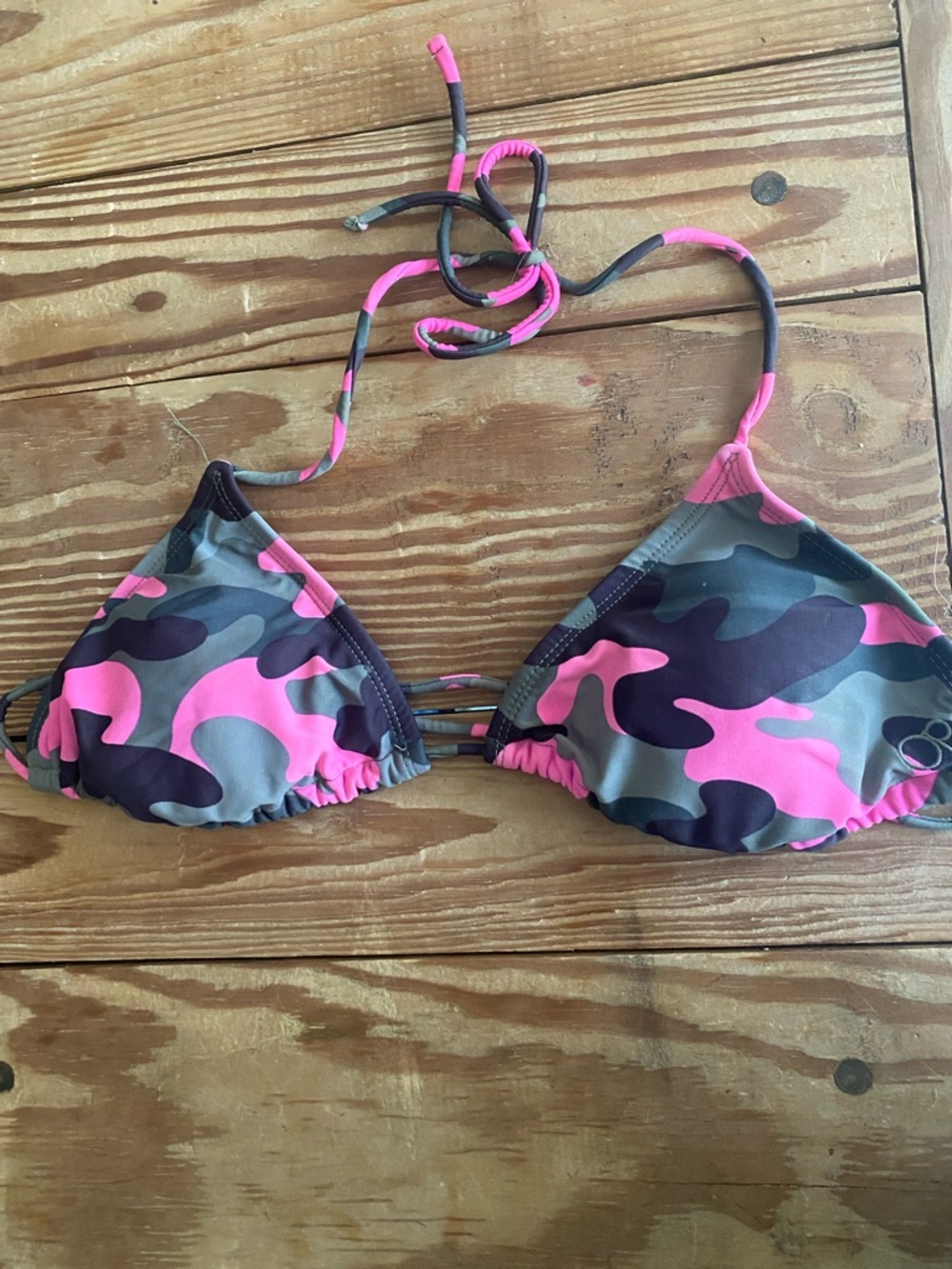 Pink Camo Triangle Bikini Top